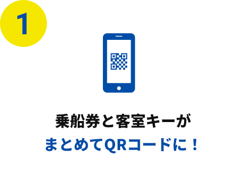 乗船券と客室キーがまとめてQRコードに！